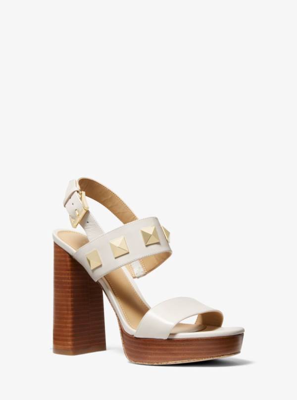 Damske Sandále Michael Kors Wren Studded Leather Platform Krém - Topanky Michael Kors Obchod | DSWJQ-6973